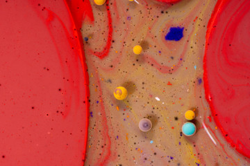 Macro universe, platnets and stars in it, multi-colored paints.