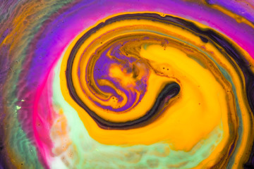 Macro universe, acrylic multi-colored paints, amazing texture, paints in water.