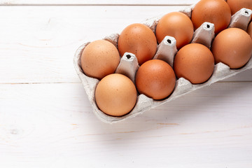 chicken eggs in a tray