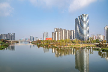 Obraz na płótnie Canvas Cityscape of Nansha District, Guangzhou, China