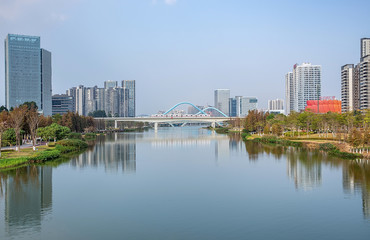 Obraz na płótnie Canvas Cityscape of Nansha District, Guangzhou, China