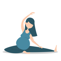 Pregnant woman sitting in yoga pose vector isolated