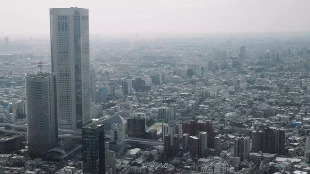 Hazy view from the Tokyo Metropolitan Government Building looking at the city