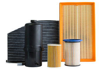 New car spare parts close-up on a white background.