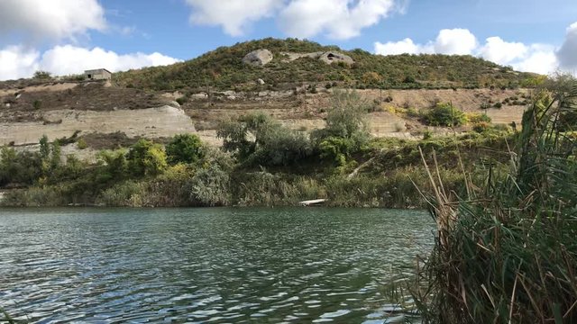 A beautiful lake near the fortress of Kalamita in Inkerman. Sevastopol, Crimea