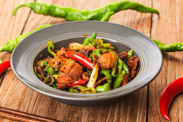 Twice-cooked pork，Chinese traditional Sichuan cuisine
