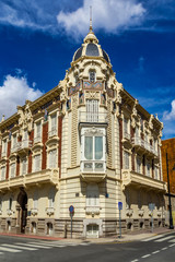 Main street buildings in Cartagena, Murcia, Spain