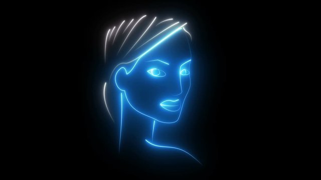 Neon silhouette of a girl.