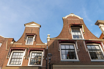Fototapeta na wymiar Upper part of a historic Dutch town houses