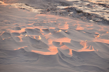 ice and snow at sunset