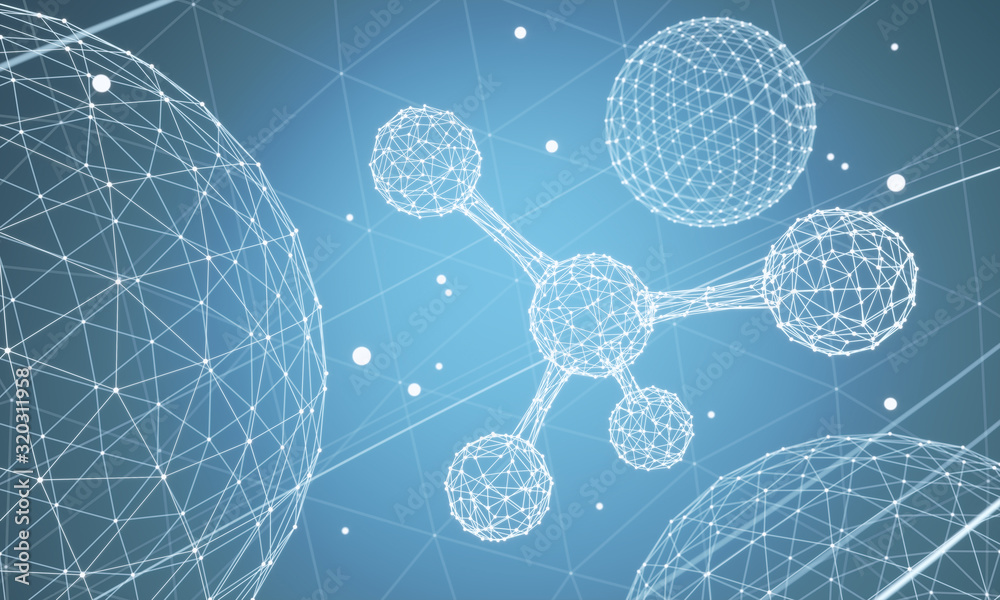 Canvas Prints science background with molecule or atom, abstract structure for science or medical background, 3d i