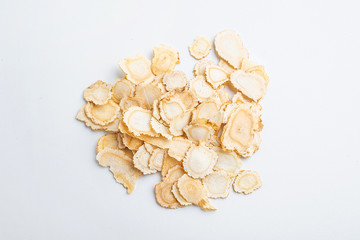 Chinese ginseng on white background
