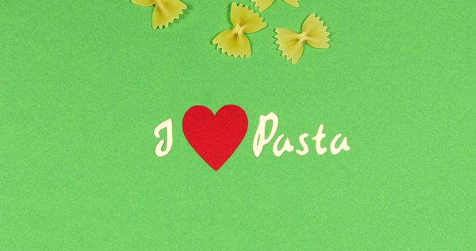 Stop motion pasta food background healthy eating concept.