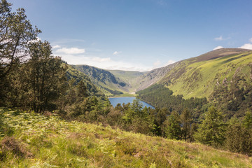View looking down on the Upper Lake at Glendalough National Park in County Wicklow, Ireland.