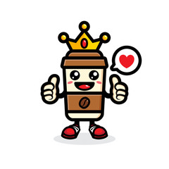 King of coffee cup vector design