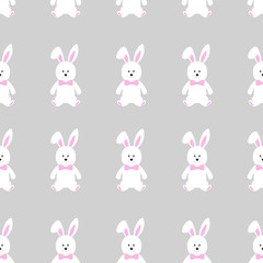 Obraz na płótnie Canvas Cute seamless pattern with funny cartoon character Easter Bunny. Vector illustration.