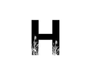 H Letter Logo With Grass or Reeds Inside.