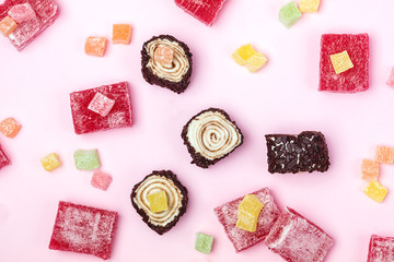 Turkish Delight Turkish on Pink Background Ramadan Horizontal