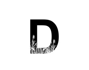 D Letter Logo With Grass or Reeds Inside.
