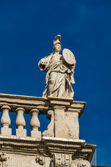 Fototapeta na wymiar Palazzo Maffei with statue of divinitiy at Piazza delle Erbe in Verona, Italy