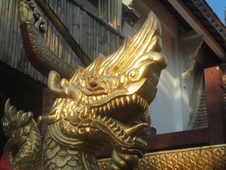 golden dragon statue in Chiang Mai thailand