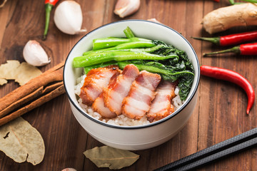 A bowl of Chinese BBQ rice