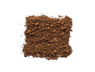 Dirty earth on white background. Natural soil texture