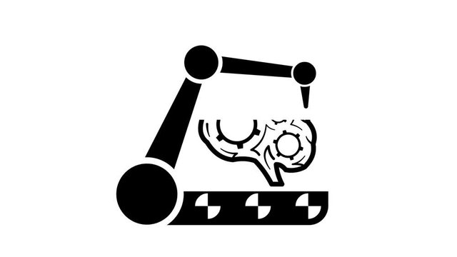 3d printing brain icon flat animation