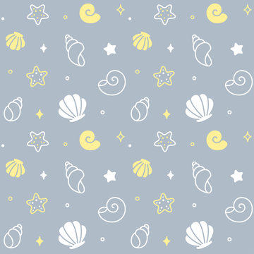 Cartoon seashell seamless pattern