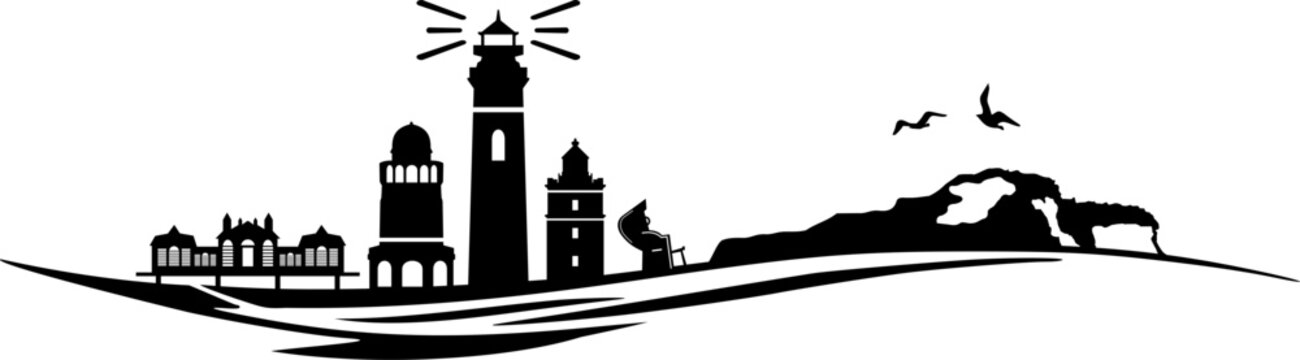 Island of Ruegen Skyline Vector Silhouette