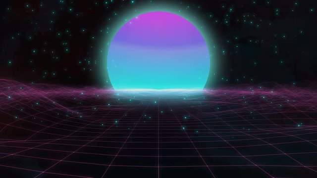 Retro Spece go to the moon  loop animation Background.