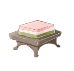 Hishi-mochi-(Rhombic-rice cake)-watercolor-style-vector-illustration