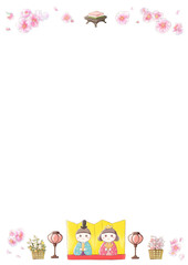 Watercolor-style-doll-festival-illustration-Rectangular frame