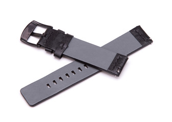 Leather strap for watches close up. Watchband on a white background.