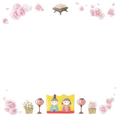 Watercolor-style-doll-festival-vector-illustration-Square-frame