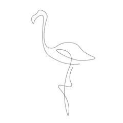 Flamingo bird one line drawing vector illustration