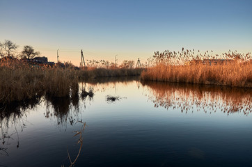  sunset evening by the river