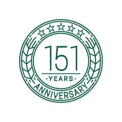 151 years anniversary celebration logo template. Line art vector and illustration.