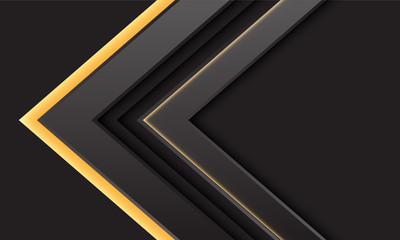 Abstract grey arrow yellow light direction on dark design modern futuristic background vector illustration.