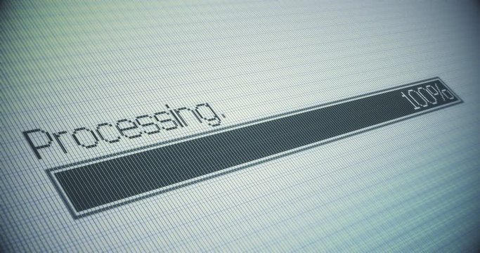 Processing bar progress retro style pixelated gray screen animation