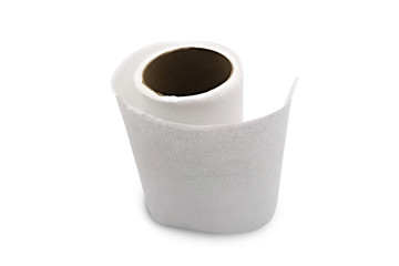 Toilet paper roll isolated on white background with clipping path.