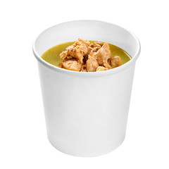 Delicious vegetable soup with potato, broccoli, green beans and parsley