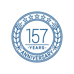 157 years anniversary celebration logo template. Line art vector and illustration.