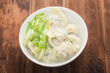 Chinese wonton dumpling in clear soup