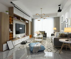 3d render of modern living room