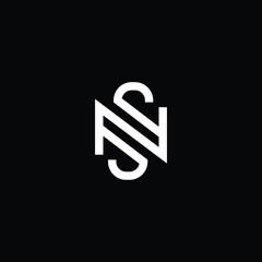 Outstanding professional elegant trendy awesome artistic black and white color NS SN initial based Alphabet icon logo.