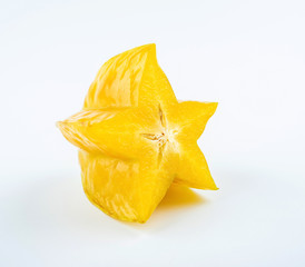 Fototapeta premium Fresh fruits carambola and pulp slices on white background