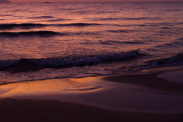 waves, sunset on the beach, part of the sea