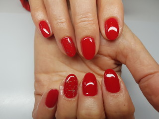 Beautiful colorful nails and hand manicure.