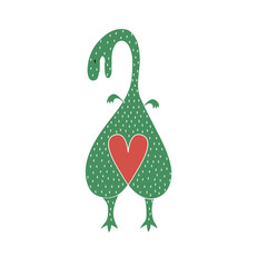 Dinoheart. Dinosaur with heart.  art dinosaur in love background card template